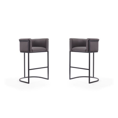 Manhattan Comfort Cosmopolitan Barstool in Pebble and Black, PK2 2-BS015-PE